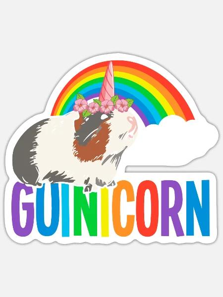 Meerschweinchen Regenbogen LGBTQ - Sticker Größe S (10 x 10 cm) - Mattweiß
