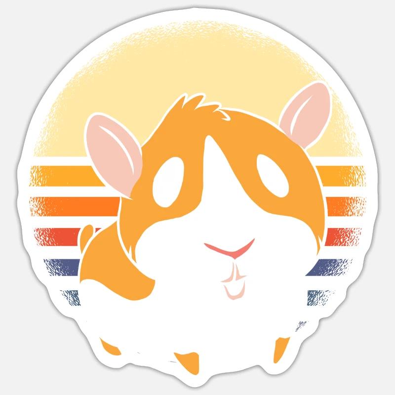 Cochon d’Inde rétro Sticker taille S (10 x 10 cm)