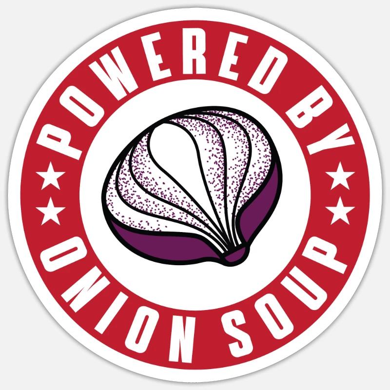 Powered By Onion Soup - Sticker size S (10 x 10 cm) - white matte