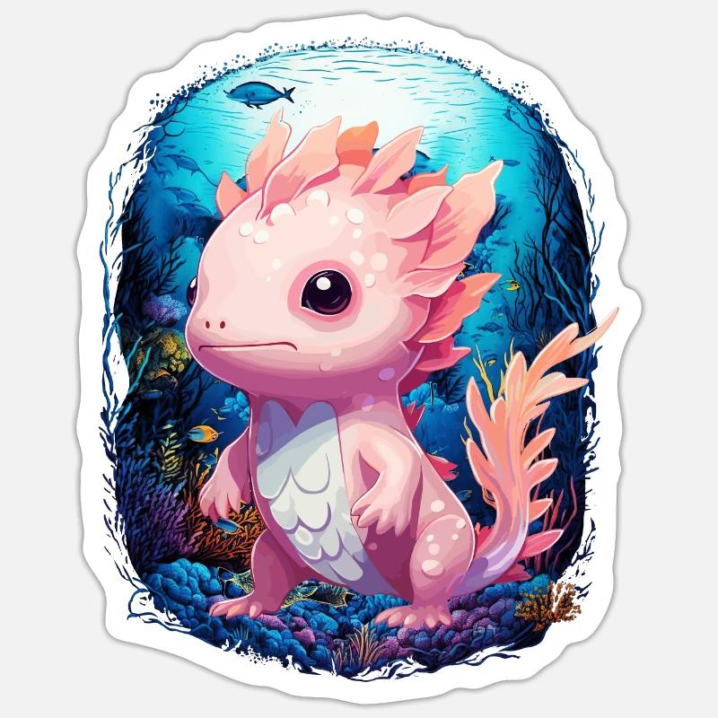 Axolotl - Sticker taille S (10 x 10 cm) - blanc mat