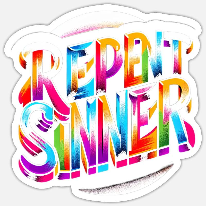 Repentez-vous pécheur 17 - Sticker taille S (10 x 10 cm) - blanc mat