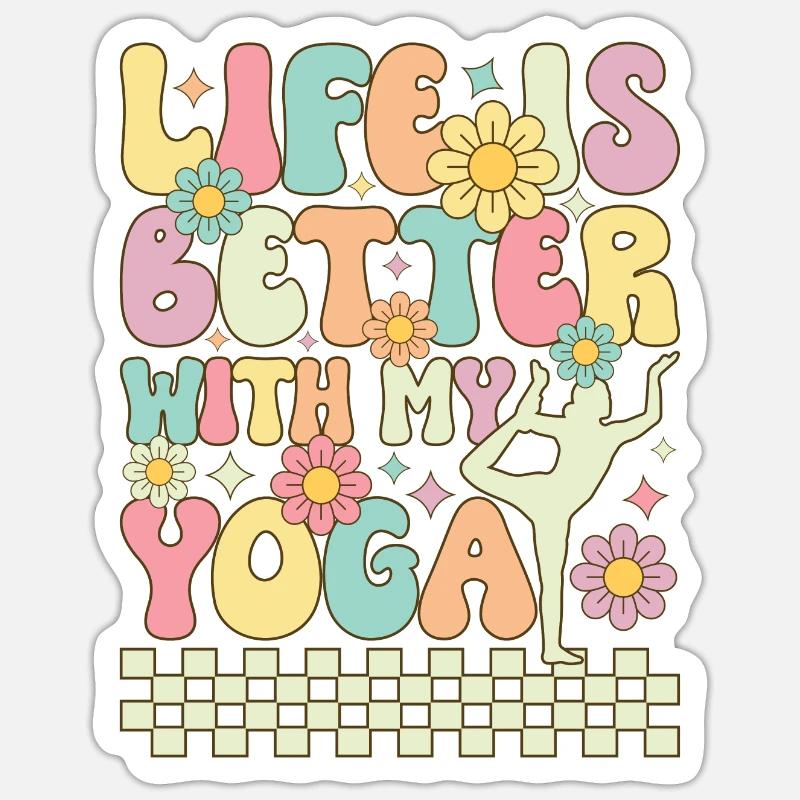 La vie est plus belle avec mon yoga - Sticker taille S (10 x 10 cm) - blanc mat