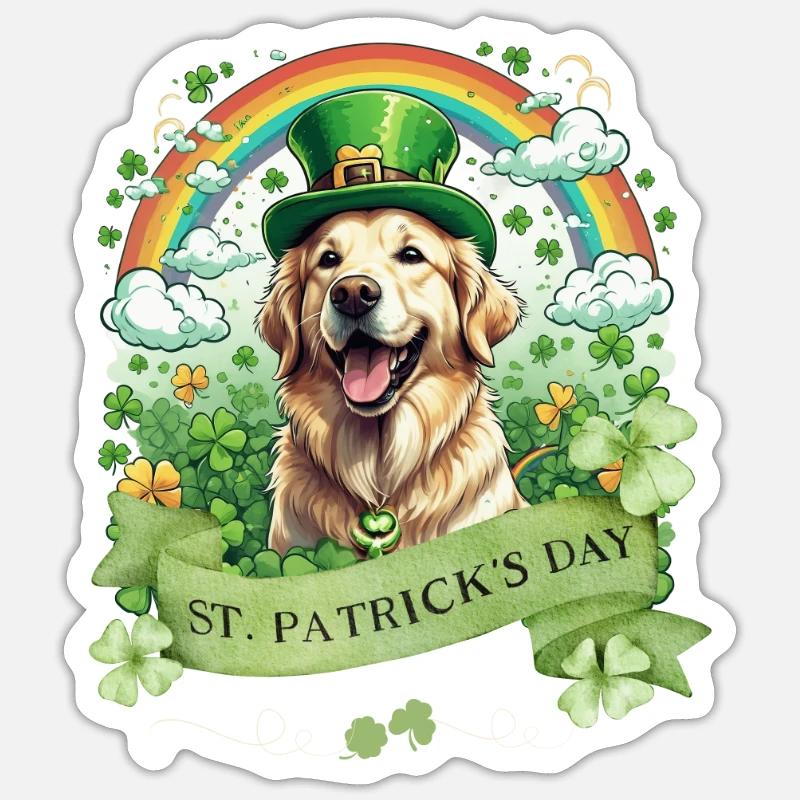 Chapeau vert et trèfle I Or de la Saint-Patrick Sticker taille S (10 x 10 cm)