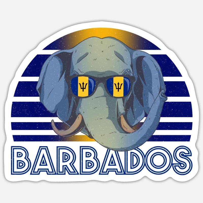 Barbade - Sticker taille S (10 x 10 cm) - blanc mat