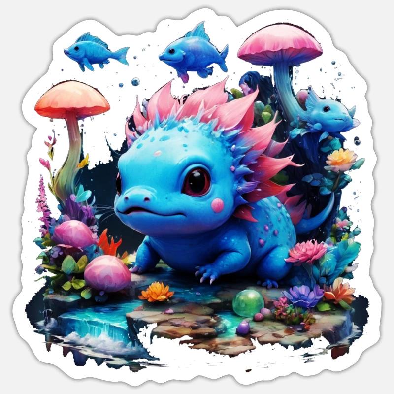 Axolotl - Sticker Größe S (10 x 10 cm) - Mattweiß
