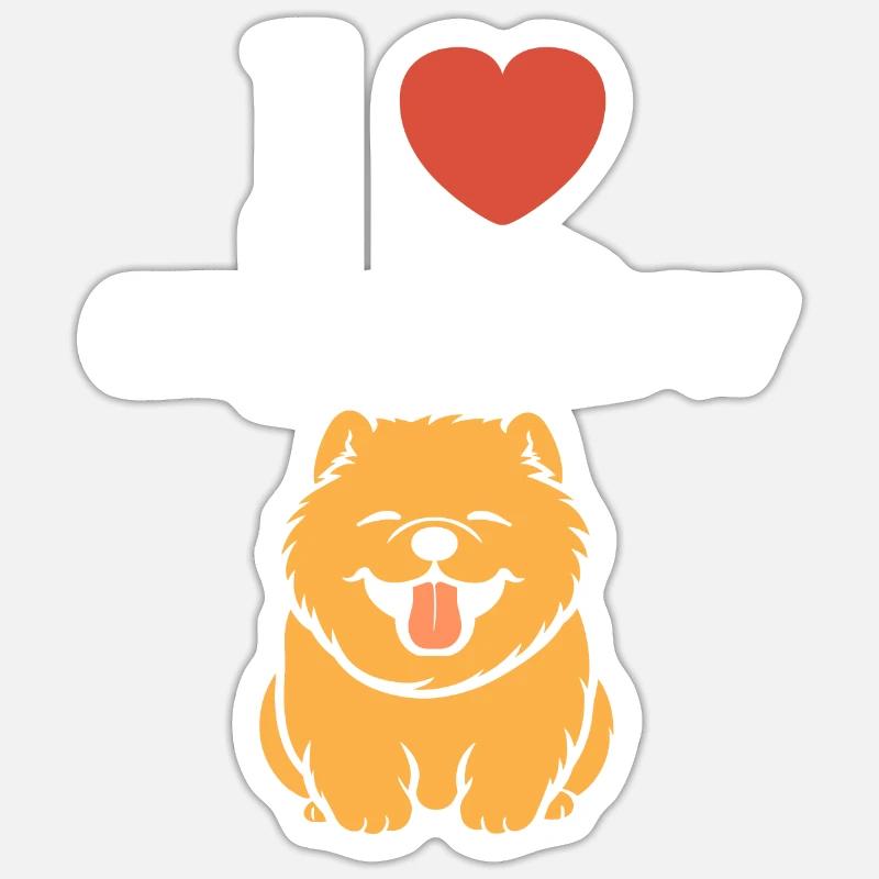 Chien chow chow - Sticker taille S (10 x 10 cm) - blanc mat