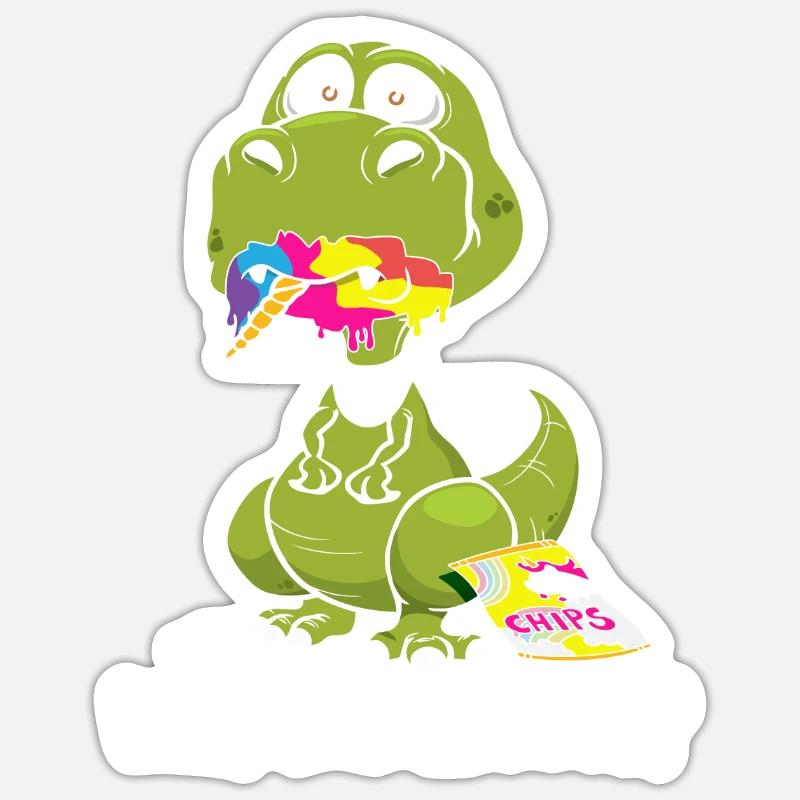 Comment le dernier dragon mange les dragons licornes - Sticker taille S (10 x 10 cm) - blanc mat