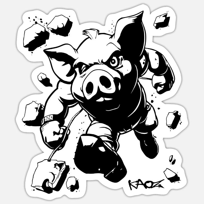 Durchbruch: Mauern durchbrechen, Intensive Schwein Sticker Größe S (10 x 10 cm)