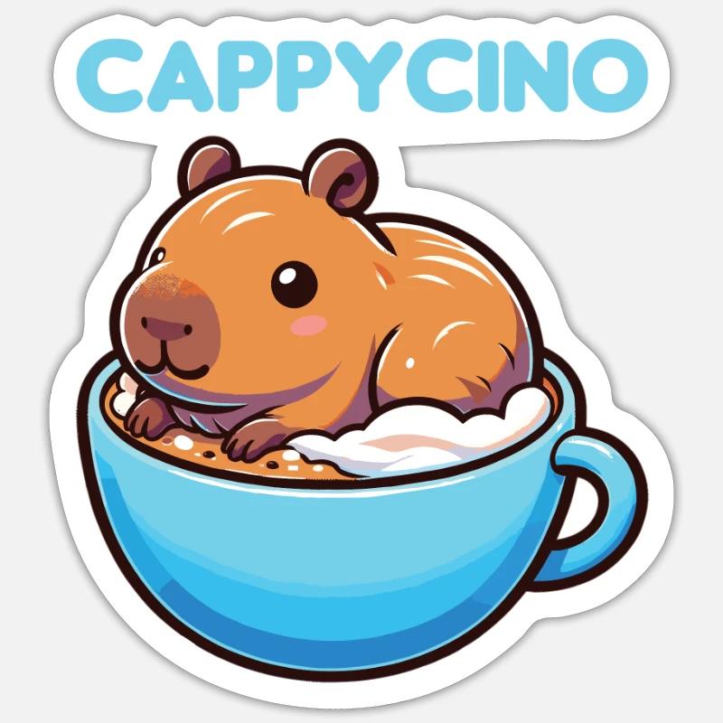 Cappyccino Capybara Coffee Cappuccino - Sticker size S (10 x 10 cm) - white matte