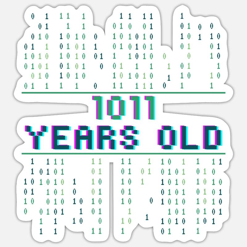 11. Geburtstag 11 Jahre alt Binärcode Coder Sticker Größe S (10 x 10 cm)