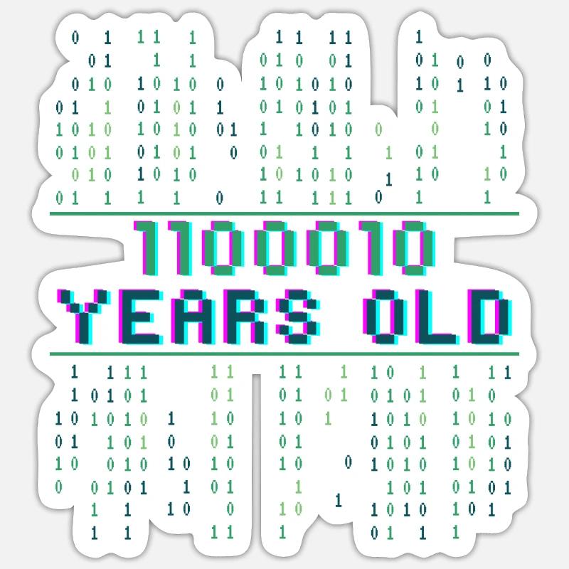 98. Geburtstag 98 Jahre alt Binärcode Coder Sticker Größe S (10 x 10 cm)