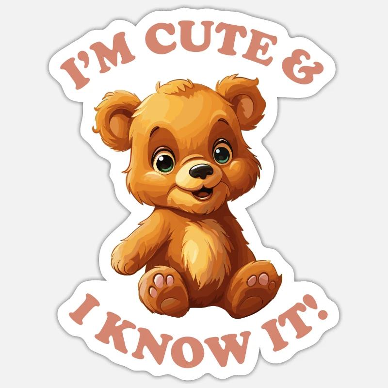 I'M CUTE & I KNOW IT! - Sticker Größe S (10 x 10 cm) - Mattweiß