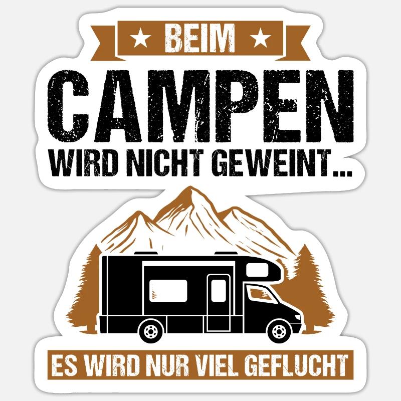 Campen Camping Camper Geschenk - Sticker Größe S (10 x 10 cm) - Mattweiß