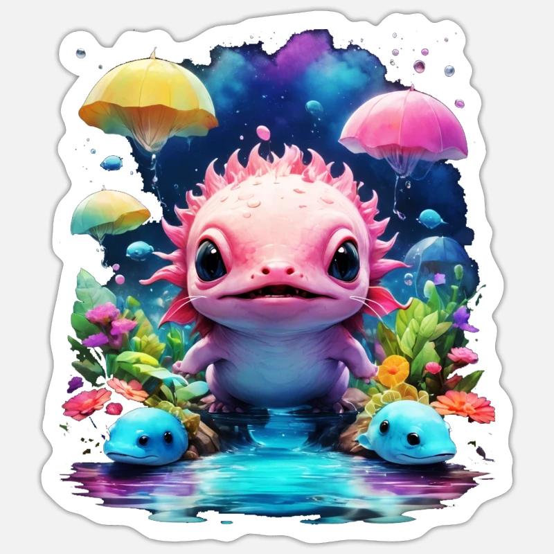 Axolotl - Sticker Größe S (10 x 10 cm) - Mattweiß