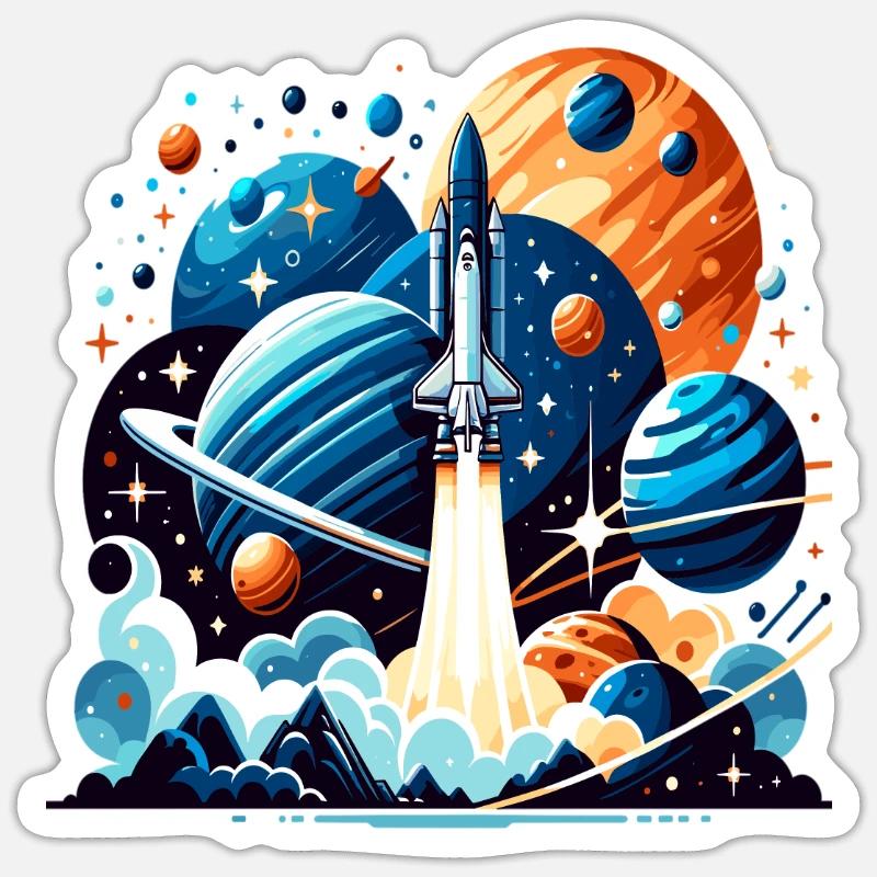 Outer Space Theme with Planets Sticker size S (10 x 10 cm)