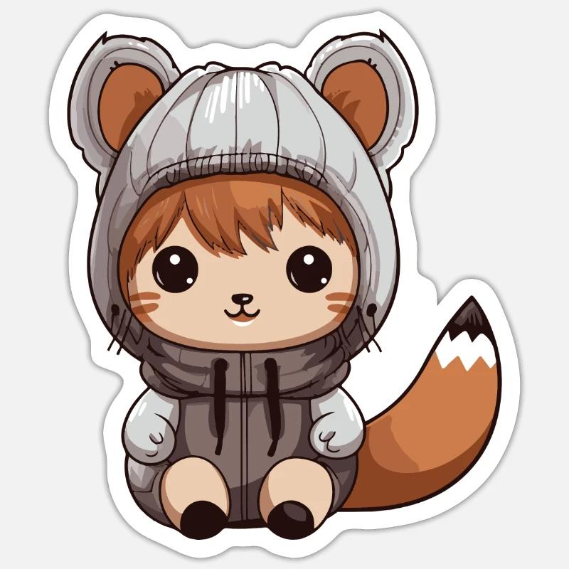 Eichhörnchen Tier Baby Comic - Sticker Größe S (10 x 10 cm) - Mattweiß