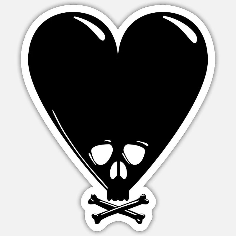 Noir Saint-Valentin - Sticker taille S (10 x 10 cm) - blanc mat