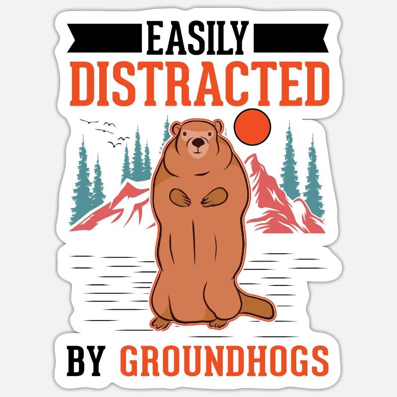 Murmeltier Groundhog Waldmurmeltier - Sticker Größe S (10 x 10 cm) - Mattweiß