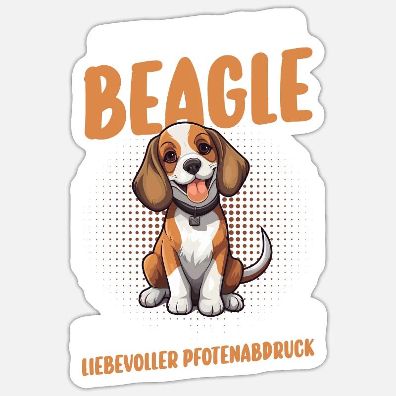 Chien Beagle - Sticker taille S (10 x 10 cm) - blanc mat
