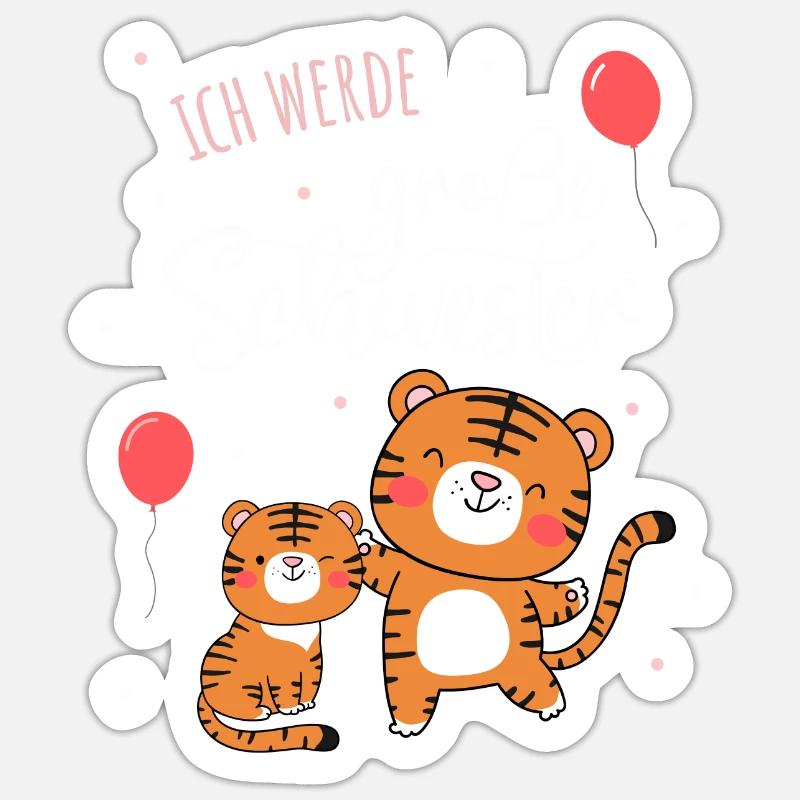 Ich werde große Schwester 2025 Katze Mädchen Süß - Sticker Größe S (10 x 10 cm) - Mattweiß