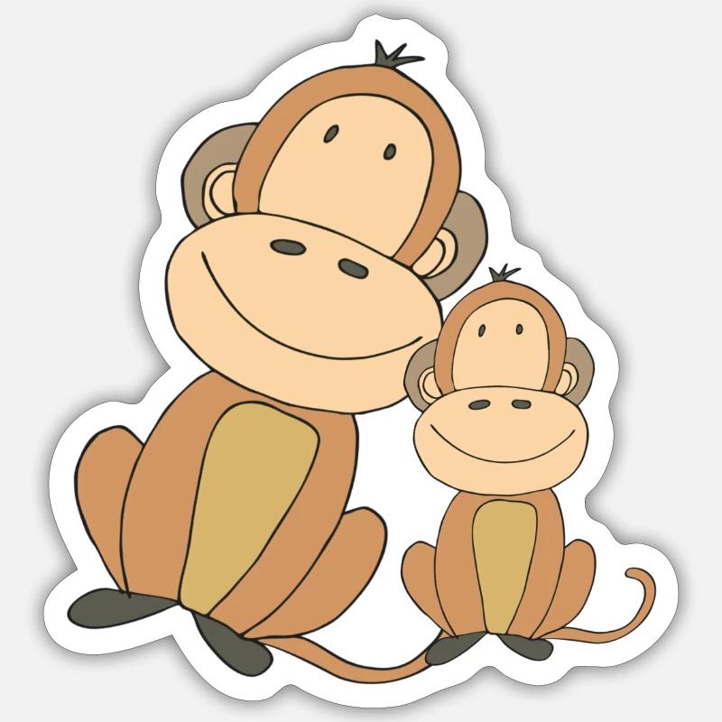 affe mit kind Sticker Größe S (10 x 10 cm)
