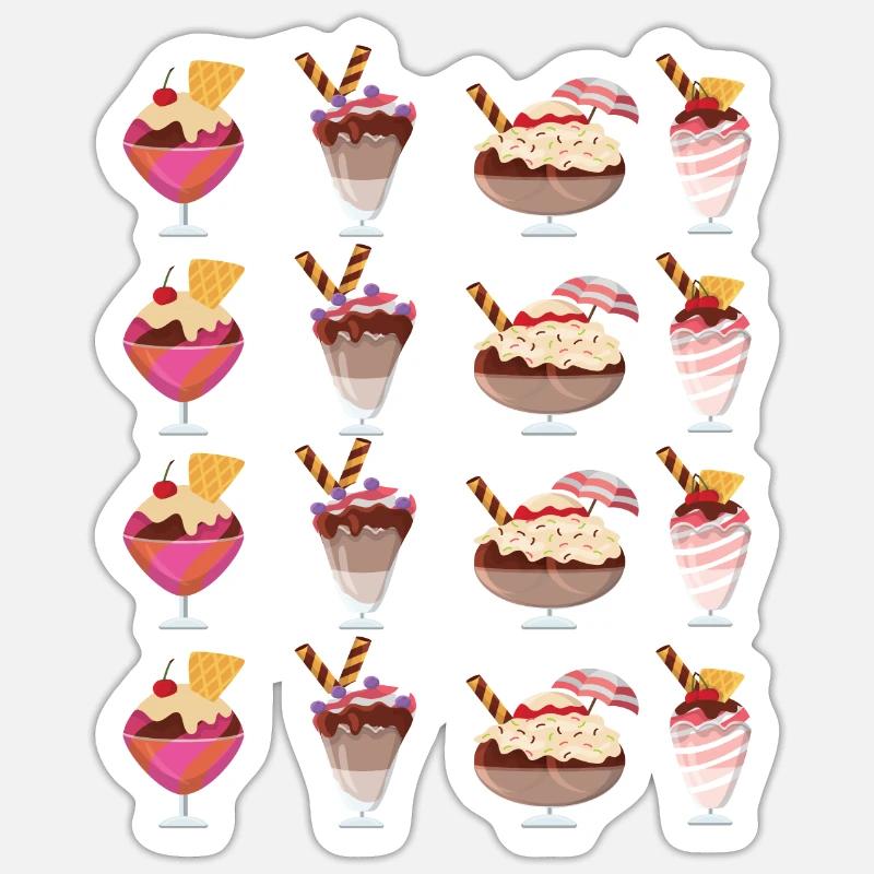 Sélection de coupes glacées - Sticker taille S (10 x 10 cm) - blanc mat