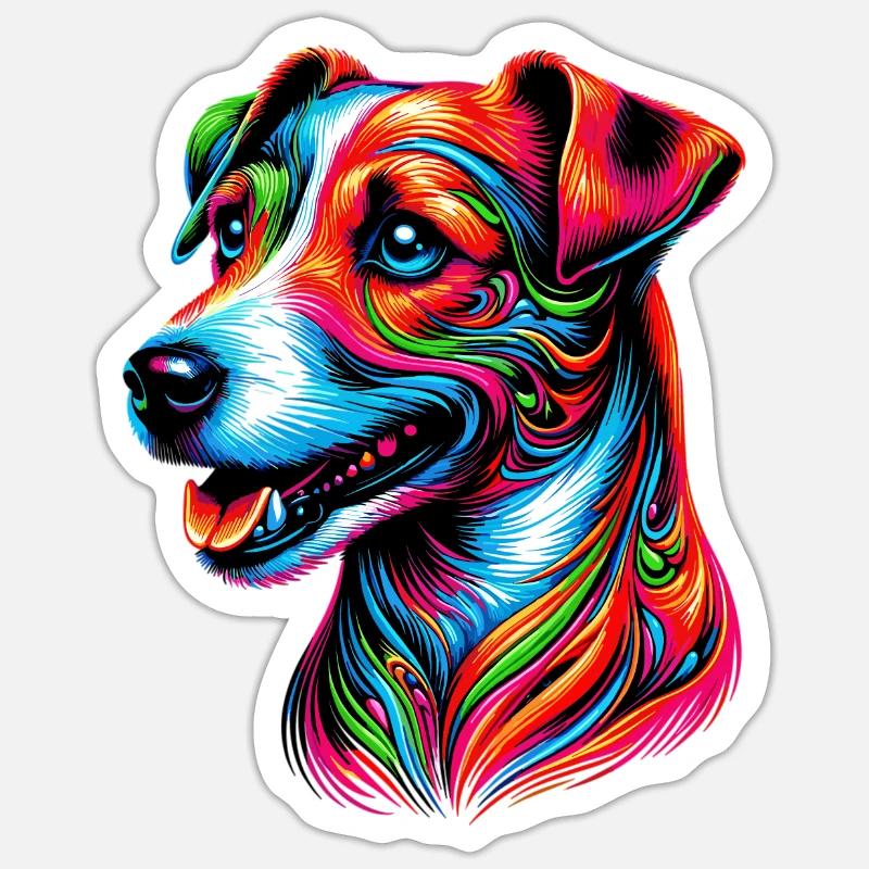 Chien Jack Russell Terrier - Sticker taille S (10 x 10 cm) - blanc mat