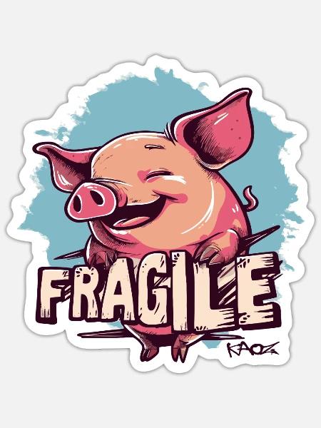 Ein zerbrechliches Schwein - Sticker Größe S (10 x 10 cm) - Mattweiß