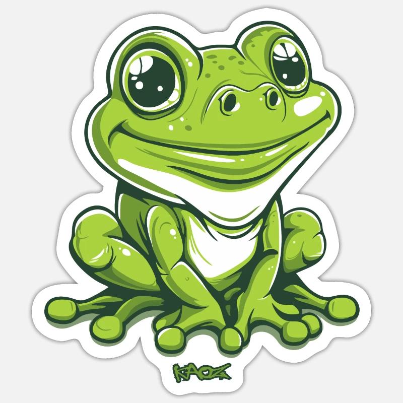 Big and friendly frog - Sticker size S (10 x 10 cm) - white matte