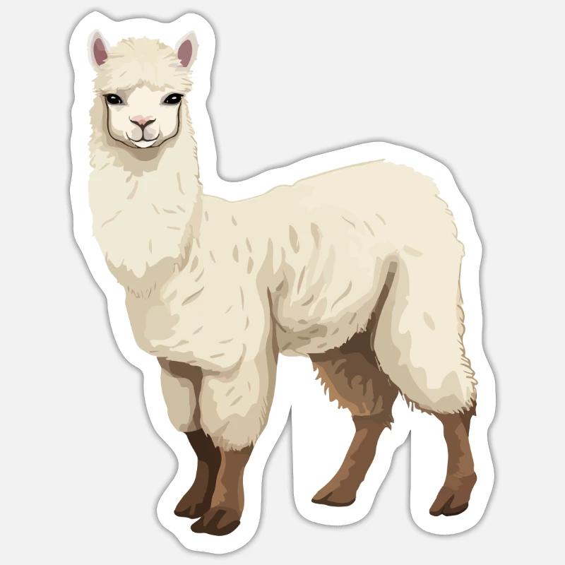 Graphique d’alpaga - Sticker taille S (10 x 10 cm) - blanc mat