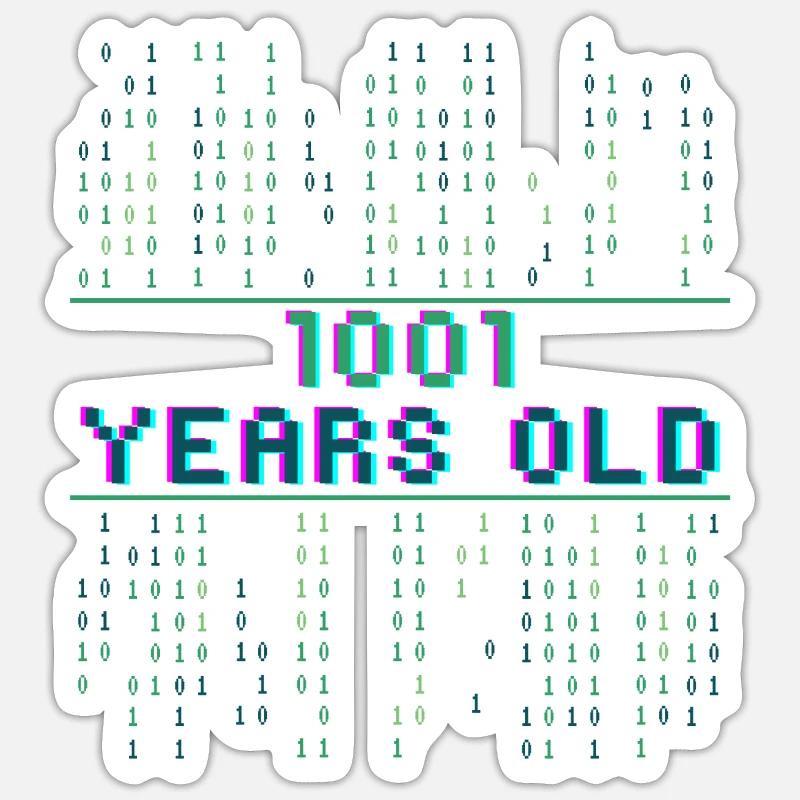 9. Geburtstag 9 Jahre alt Binärcode Coder Sticker Größe S (10 x 10 cm)