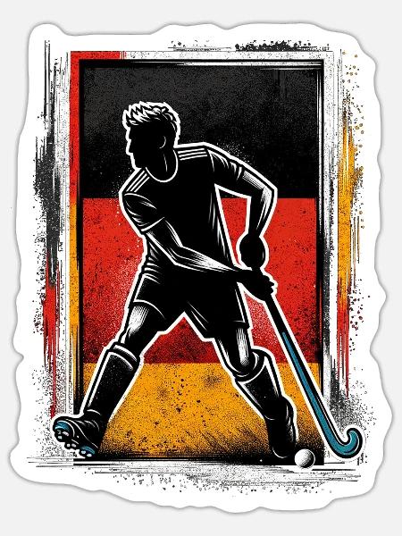 Feldhockey Deutschland Männer Feld Hockey - Sticker Größe S (10 x 10 cm) - Mattweiß