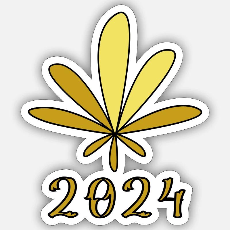 Feuille de chanvre - Sticker taille S (10 x 10 cm) - blanc mat