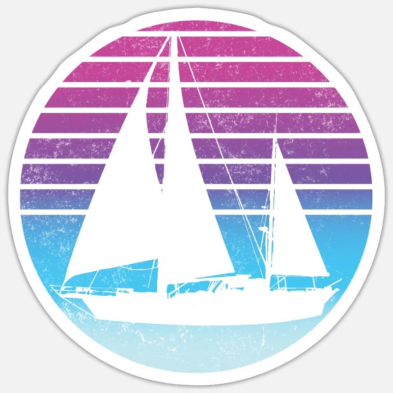 Voile de marin rétro - Sticker taille S (10 x 10 cm) - blanc mat