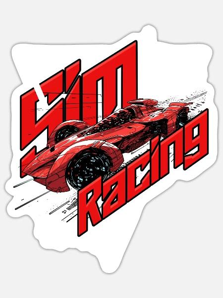 Sim Racing Simulator Esports Sim Race - Sticker Größe S (10 x 10 cm) - Mattweiß