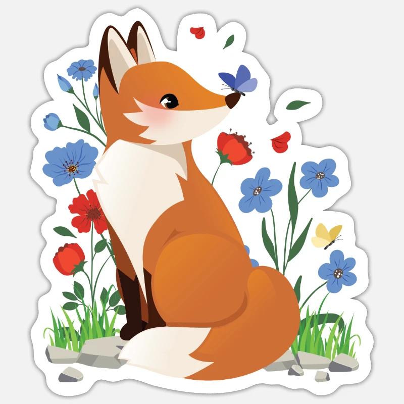 Fuchs Cottagecore Naturecore Kinder Sticker Größe S (10 x 10 cm)