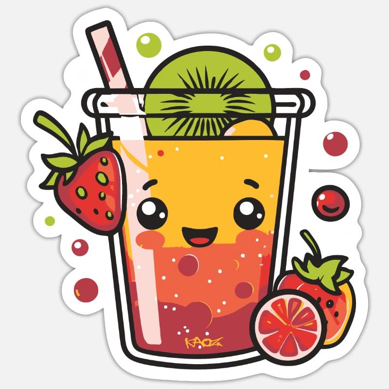 Juicy Fruit : Boisson fruitée - Sticker taille S (10 x 10 cm) - blanc mat
