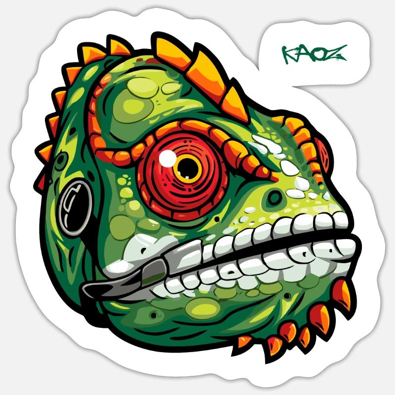 Lézard caméléon - Sticker taille S (10 x 10 cm) - blanc mat
