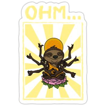 Lotus Posa Faultier Namaste Buddha Zen Fitness - Sticker Größe S (10 x 10 cm) - Mattweiß - Vorne