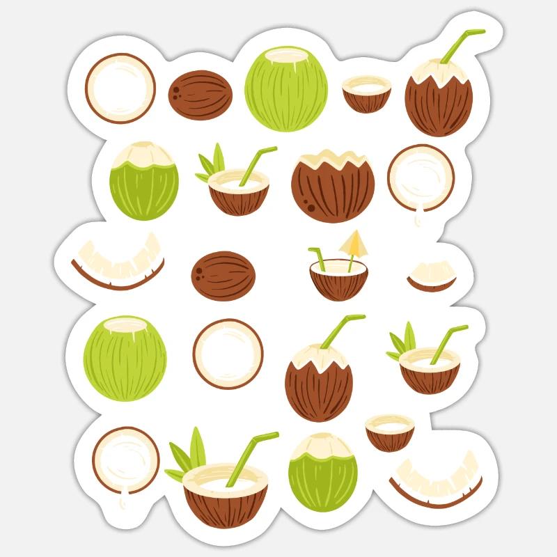 Retro Coconut Design - Sticker size S (10 x 10 cm) - white matte