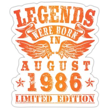 Legends were born in August 1986 Geburtstag - Sticker Größe S (10 x 10 cm) - Mattweiß - Vorne