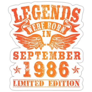 Legends were born in September 1986 Geburtstag - Sticker Größe S (10 x 10 cm) - Mattweiß - Vorne