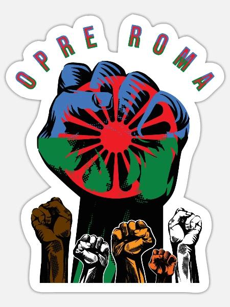 ROMA REVOLUTION OPRE ROMA - Sticker Größe S (10 x 10 cm) - Mattweiß