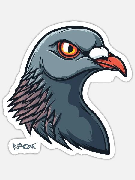 Ein Taubenkopf, der Kopf einer Taube - Sticker Größe S (10 x 10 cm) - Mattweiß