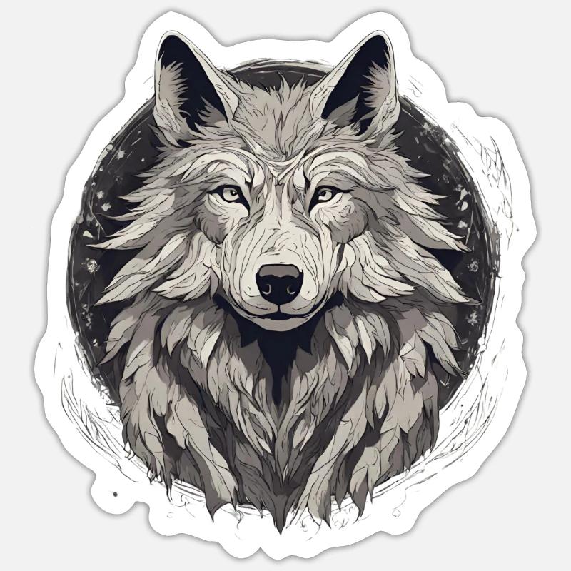 Mystical Wolf Head - Sticker size S (10 x 10 cm) - white matte