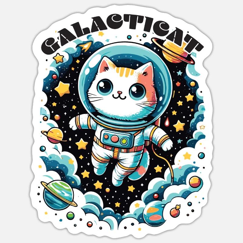 Galacticat chaton astronaute chat de l’espace Sticker taille S (10 x 10 cm)