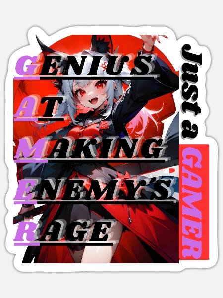 Rage Gamer - Sticker Größe S (10 x 10 cm) - Mattweiß
