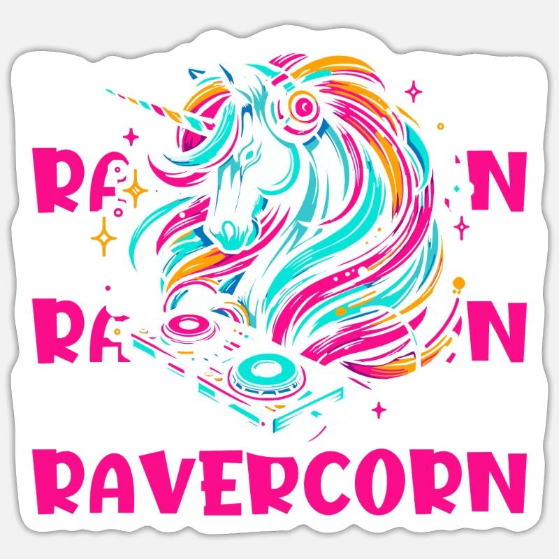 Techno Raver Einhorn Ravercorn Sticker Größe S (10 x 10 cm)