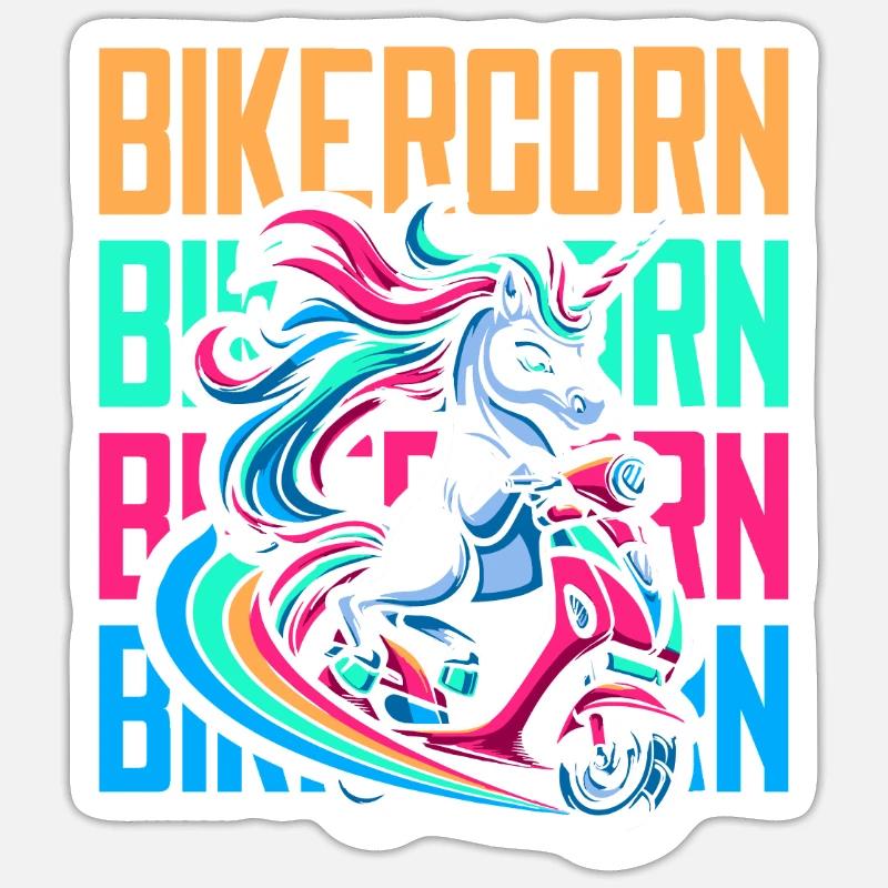 Motorroller Einhorn Scootercorn - Sticker Größe S (10 x 10 cm) - Mattweiß