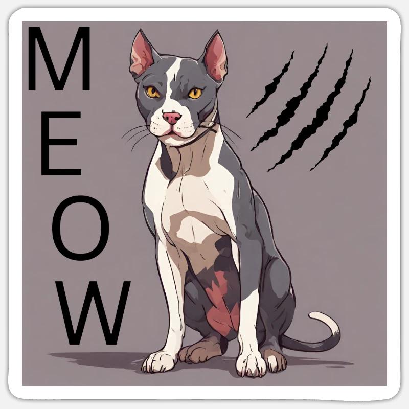 Chat en colère - Sticker taille S (10 x 10 cm) - blanc mat